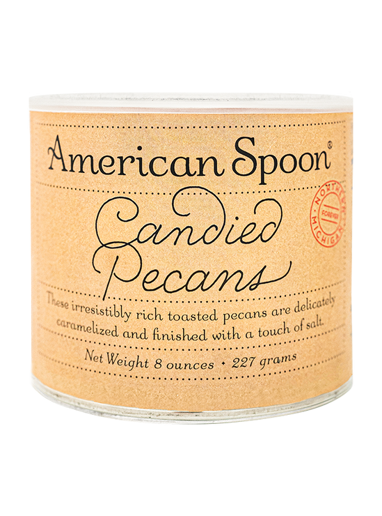 Load image into Gallery viewer, an 8 oz container of candied pecans