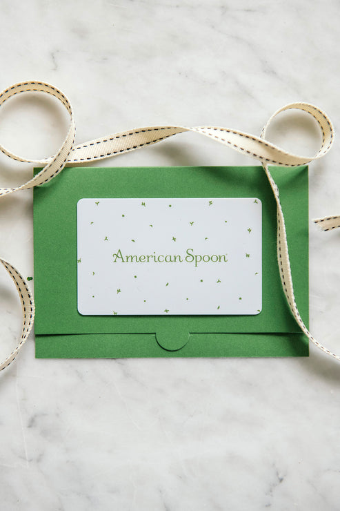 Load image into Gallery viewer, american spoon gift card in a holder surrounded by ribbon