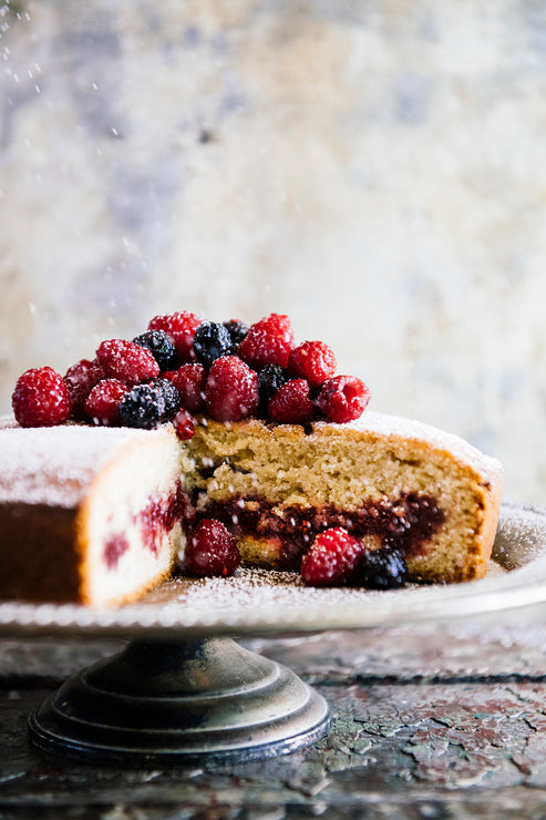 Load image into Gallery viewer, Cake filled with jam and topped with fresh berries