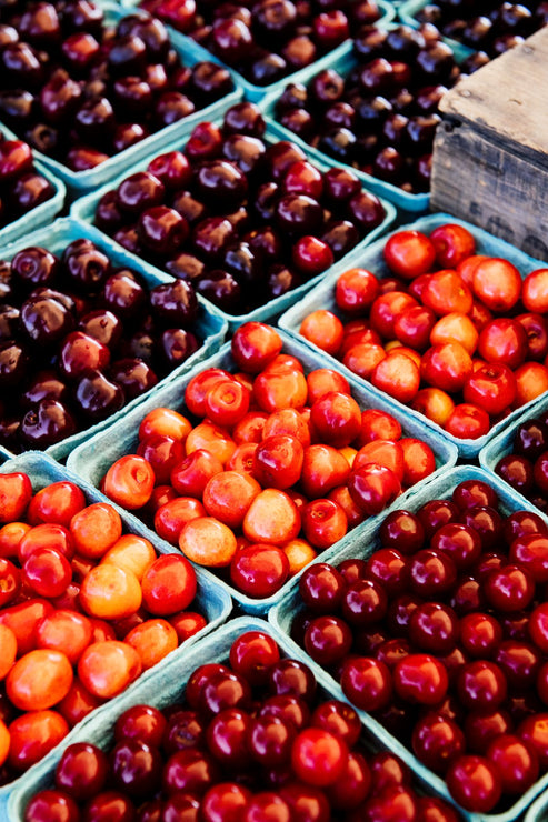 Load image into Gallery viewer, quarts of fresh cherries at the market
