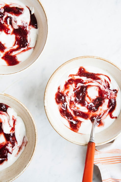 Load image into Gallery viewer, yogurt bowls with preserves swirled in
