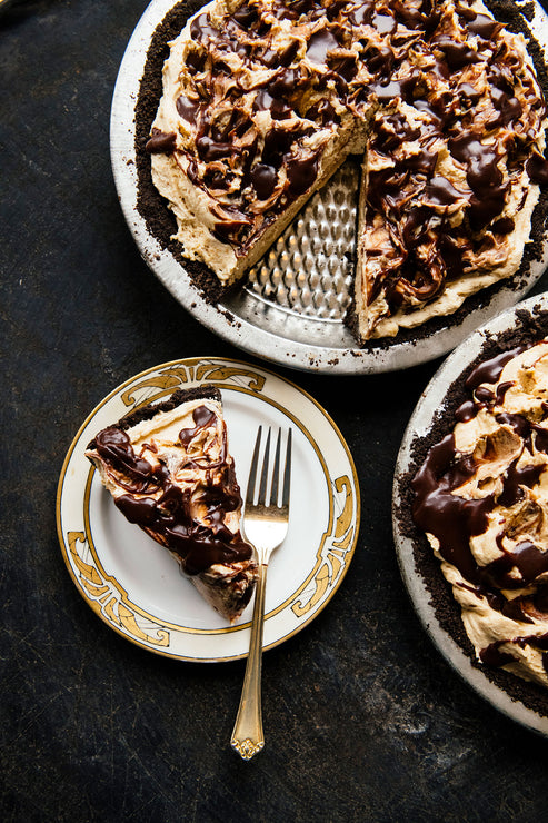 Load image into Gallery viewer, sliced peanut butter and chocolate silk pie
