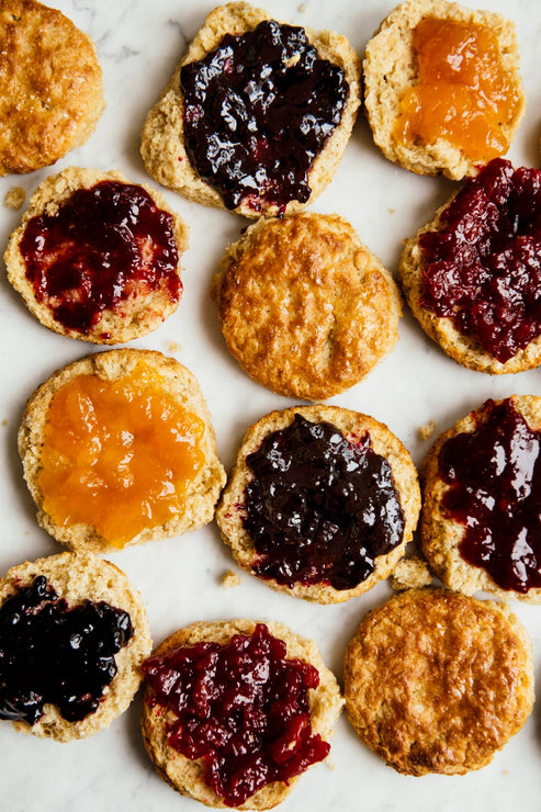 Load image into Gallery viewer, homemade biscuits topped with jams and preserves
