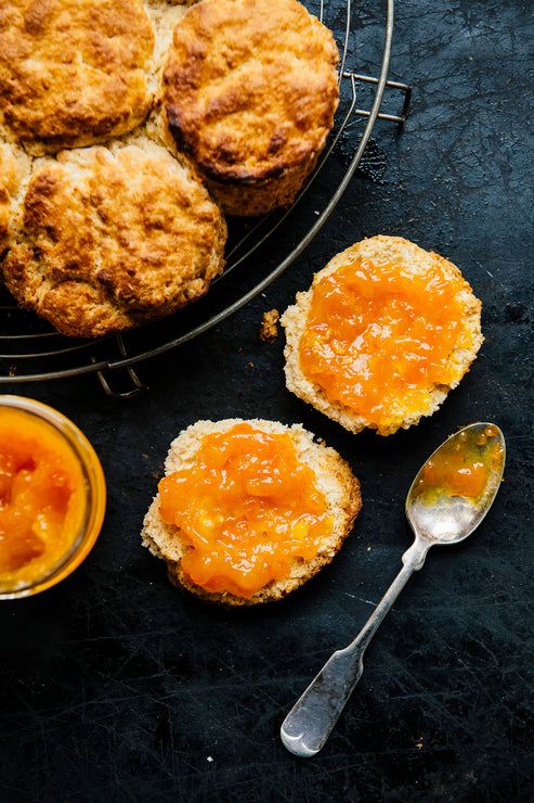 Load image into Gallery viewer, open face biscuits topped with preserves
