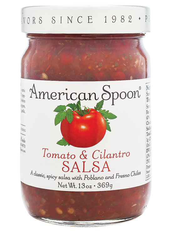 Load image into Gallery viewer, Jar of American Spoon Tomato &amp; Cilantro Salsa on a white background
