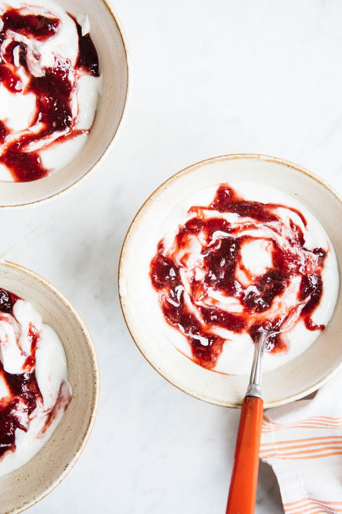 Load image into Gallery viewer, yogurt bowls with preserves swirled in
