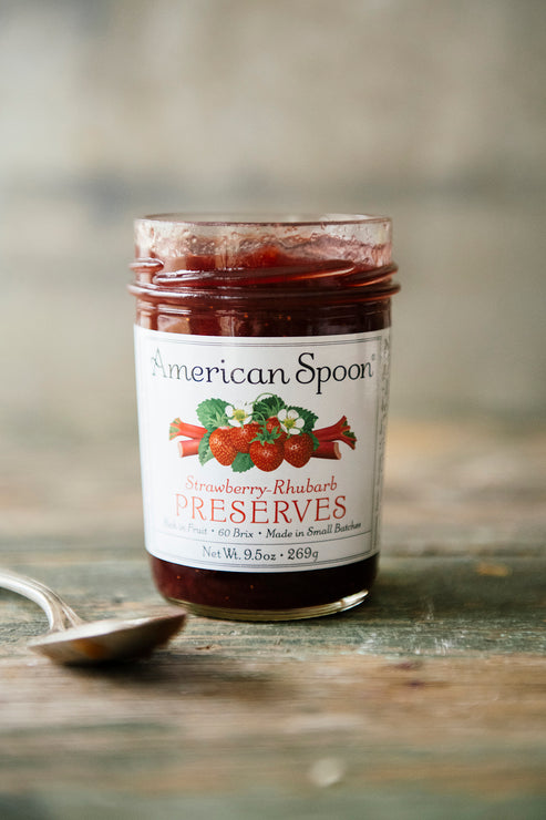 Load image into Gallery viewer, A jar of Strawberry-Rhubarb Preserves
