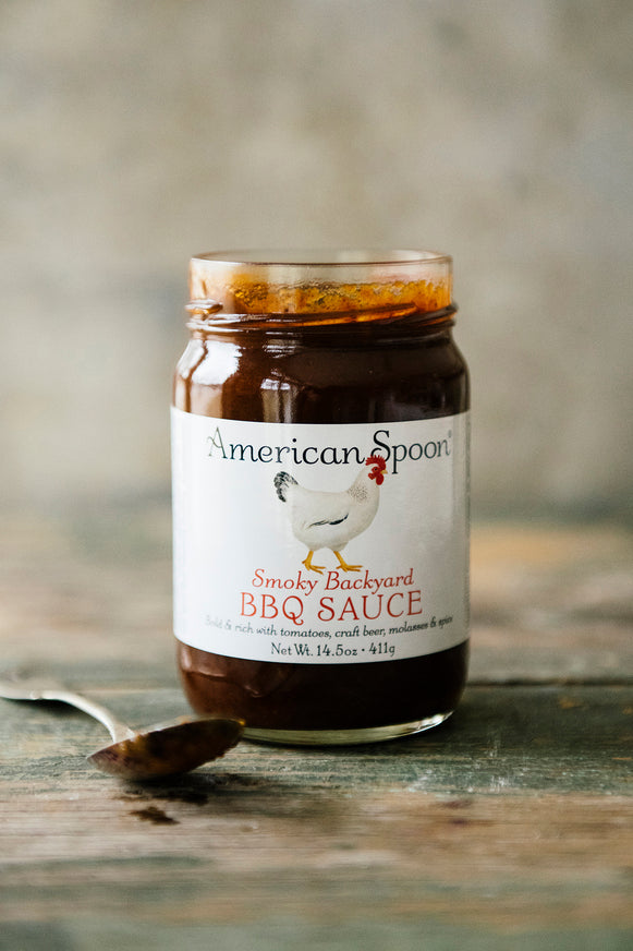 A jar of Smoky Backyard BBQ Sauce