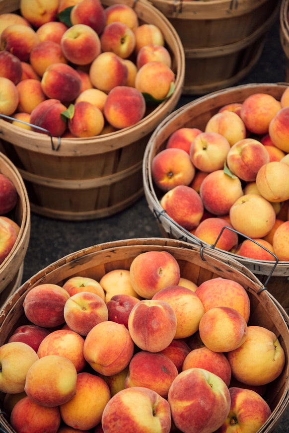 Bushels of ripe peaches